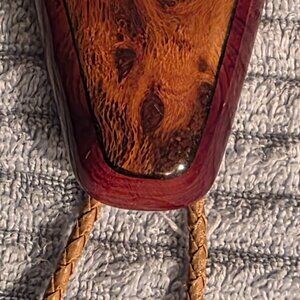 Vintage Metal Bolo Tie, Bennet, Nice Wooden Piece Design, Big Size